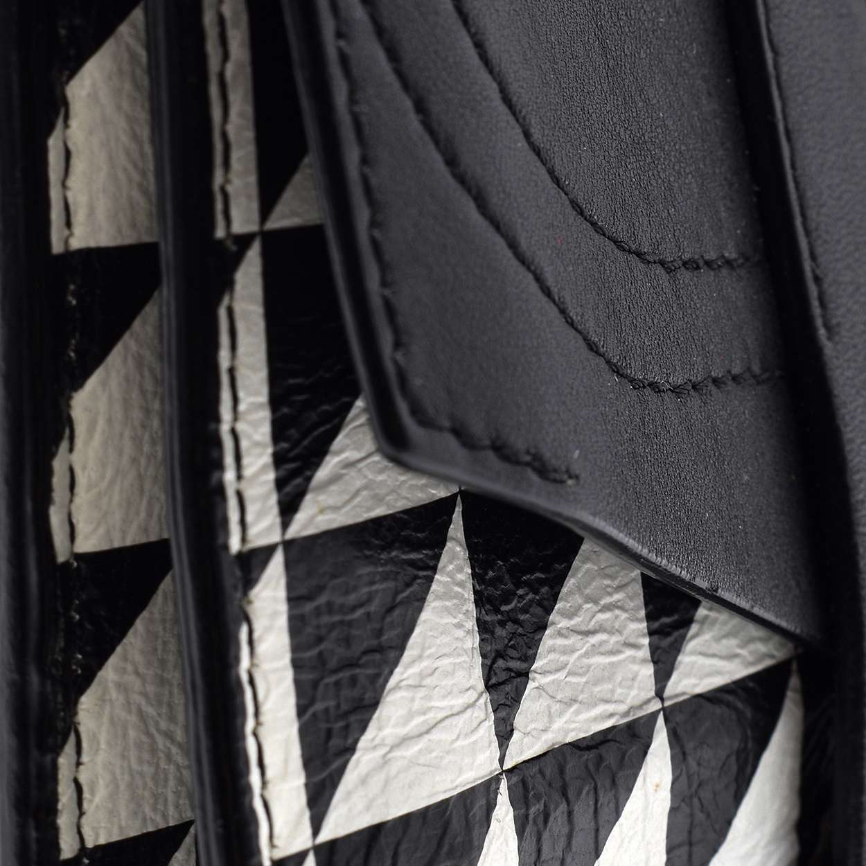 Proenza Schouler - Black & White Leather PS1 Pochette Triangle Print Clutch Bag
